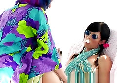 Hot busty babe getting pussy owned by fat dick tranny