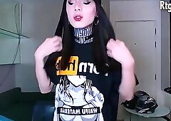 skinny russian transgirl shoots big cum on webcam