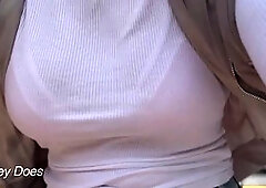 Wifey shows off her perfect mounds while biking topless