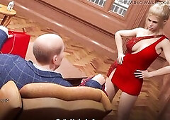 In this gameplay nancy is drilled by her boss and said to wear a lewd suit and then that babe sucks his shlong and that guy cums all over her.