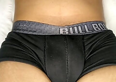 Femboy milking his curved man meat till spunk all over