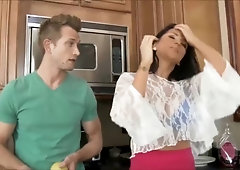 Trying to help out stepmom in the kitchen