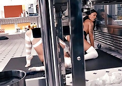 Alexis Tae and Ameena Greens Secret Lesbian Office Lingerie Show