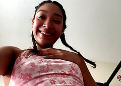 Sarah Lace the Latina pornstar fingers herself openly on her bed