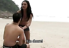 Rough Sex On The Beach With A Very Kinky Shemale