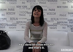 Slim brunette, Katka decided to become a pornstar, so she went to her first job interview