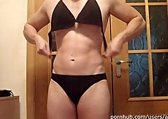 Posing, Flexing in swimsuit - Muscle Gal ANOUK
