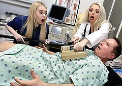 Horny Patient Bangs Busty Nurse & Sexy Doctor, Getting Fucked Hard