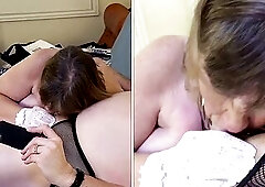 Old American whore gives a great oral-sex