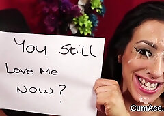 Nasty Honey Gets Sperm Load On Her Face Swallowing All