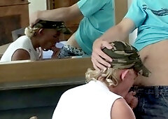 Anal scene with blond and brunette