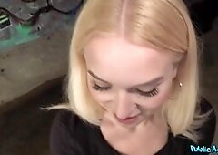 I saw Vera Jarw waiting for the bus, and I love blonde women, so I approached her and started up a conversation. Vera was a Russian tourist visiting P