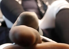 汚い野球ソックスででかい黒ちんぽを踏みつける　Dirty baseball socks stomping on a big black shaft