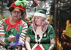 These wicked elves are at it anew. this time opening 2 of mrs Clause's presents. but at lease Ellie has a precious climax from 'em