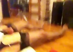 Crossdresser in black nylon stockings