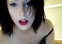 Beautiful shemale babe Chanel Santini fools around on the webcam