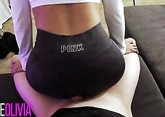 Cute Fit Teases and Lets me Cum on her Yoga Panties