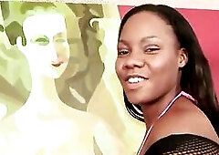 Large nice-looking black gal Persuajon gives her chunky butt to her hung lover