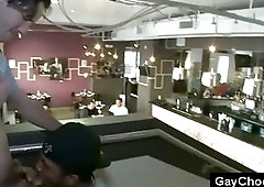 Public blowjob with thug sucking white guy