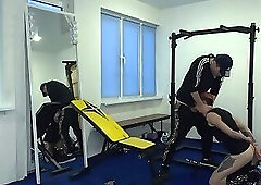 Cocky gym trainer fucks trainee