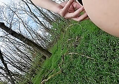 Forest walk in leather jumpsuit