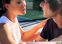 Cassie the tennis instructor having fun