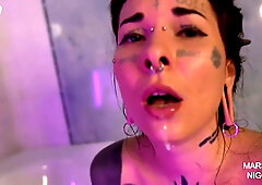 Feel Marseline's thrilling tattooed passion in a steamy jacuzzi