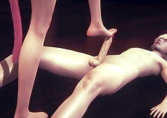 Yaoi Femboy - Erito footjobs catboy and makes him jism