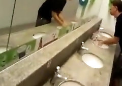 Dare to JO in a public restroom