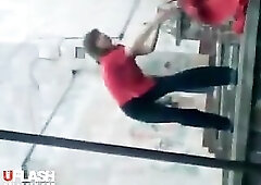 Drunk russian woman undresses exposed in public