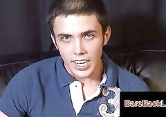 Facial cumshots after bareback gay sex in orgy