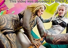 Enormous Tattooed Lesbian babes riding large Toys - ANAL, ATM, Fatnasy Dildos - Emo-angels, goth, emo, hippie and split tongue