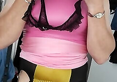 Tranny Holly wanking and fingering her ass