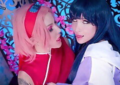 Slutty Hinata and Sakura are tired of waiting for Naruto and Saske so they please each other their way