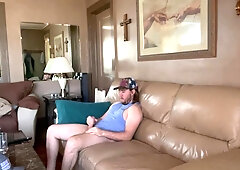 Jacking Off In The Living Room Almost Got Caught Then Cumm Everywere