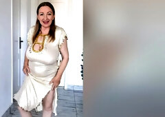 Oriental Splendor: Busty Granny Mariaold Golden Dress Dance Extravaganza