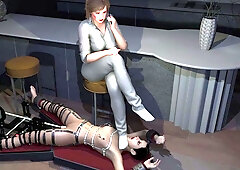 Lezdom Machine Fucked Under Feet