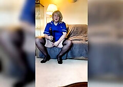 Transsexual Nurse Tanya playing with her toys. Giving her arse a fine pounding with Ass Plug and XL Sex Toy.