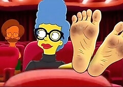 Cartoon feet, dirty soles, housewife