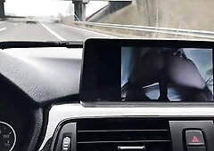 Excited beauty play with herself during the ride