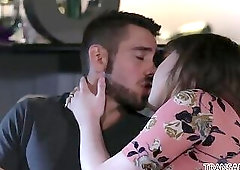 Young brunette shemale rides and plowed