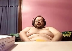 Bear gets messy with plumbing and cum in a sponge