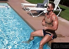 Super hot muscular wolf Logan Aarons barebacks a jock's cute ass after training