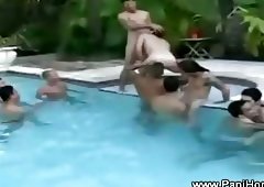 Latins suck and masturbate by the pool and love it