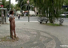 Busty Spanish babe fucked in public