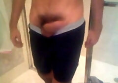 Arab in bathroom and shows his long cock 7