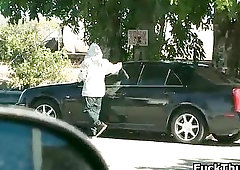 Nasty ghetto thug takes cumshot