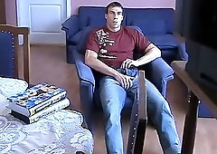 Handsome stud likes wanking his big pecker
