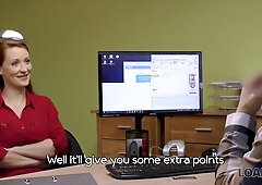 Sex for cash is the best business strategy of buxom redhead