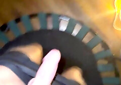 Hotboyproblems goes wild on trampoline with a dude's load inside him